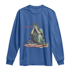 Statue of Liberty Anti ICE Deportation Human Rights Protest Long Sleeve Shirt TS14 Royal Blue Print Your Wear