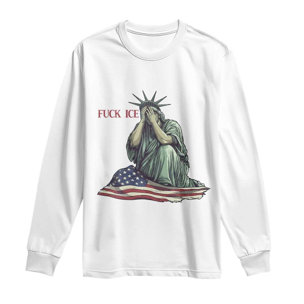 Statue of Liberty Anti ICE Deportation Human Rights Protest Long Sleeve Shirt TS14 White Print Your Wear