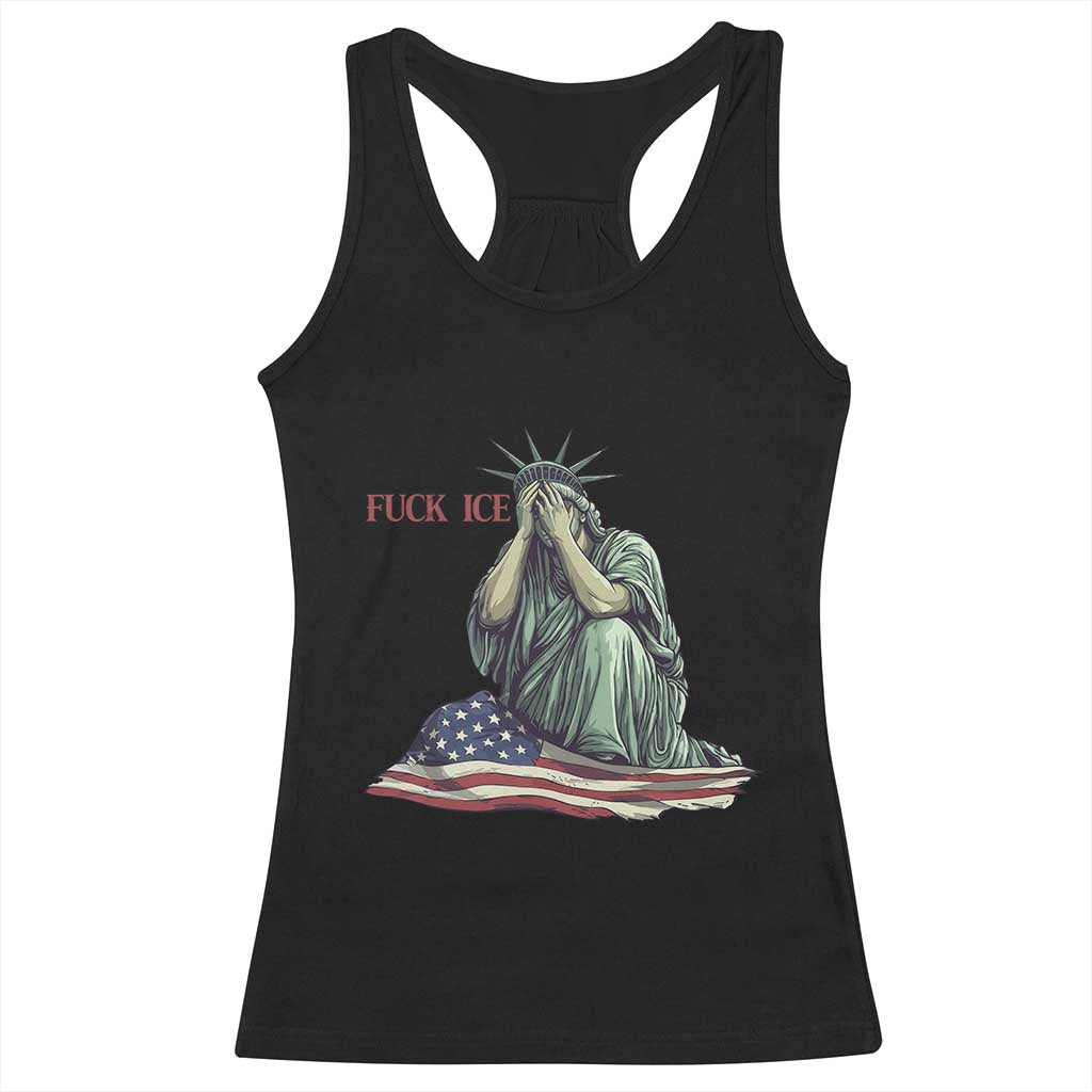 Statue of Liberty Anti ICE Deportation Human Rights Protest Racerback Tank Top TS14 Black Print Your Wear