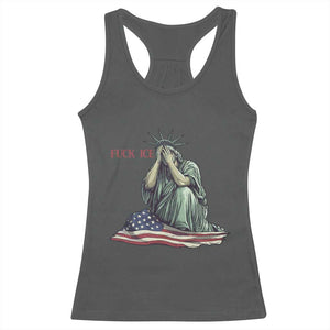 Statue of Liberty Anti ICE Deportation Human Rights Protest Racerback Tank Top TS14 Dark Heather Print Your Wear