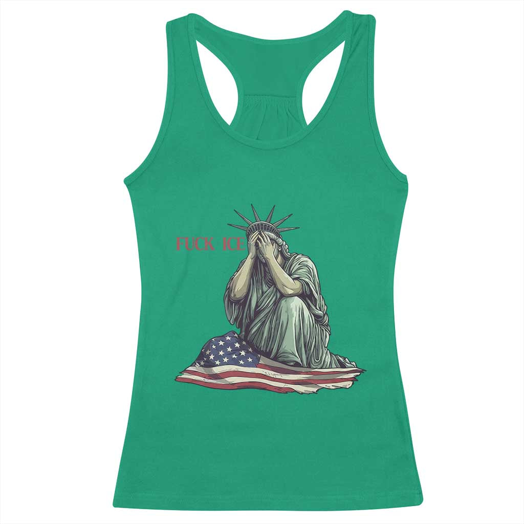Statue of Liberty Anti ICE Deportation Human Rights Protest Racerback Tank Top TS14 Irish Green Print Your Wear