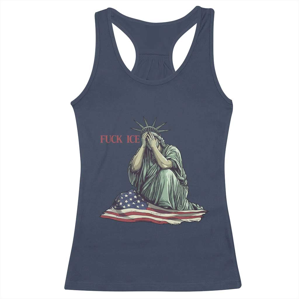 Statue of Liberty Anti ICE Deportation Human Rights Protest Racerback Tank Top TS14 Navy Print Your Wear