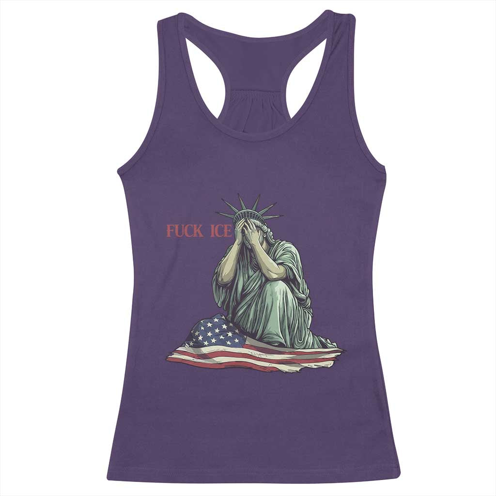 Statue of Liberty Anti ICE Deportation Human Rights Protest Racerback Tank Top TS14 Purple Print Your Wear