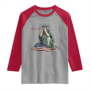 Statue of Liberty Anti ICE Deportation Human Rights Protest Raglan Shirt TS14 Sport Gray Red Print Your Wear