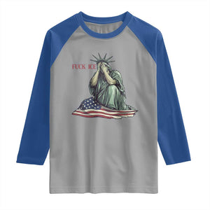 Statue of Liberty Anti ICE Deportation Human Rights Protest Raglan Shirt TS14 Sport Gray Royal Print Your Wear
