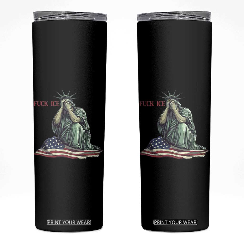 Statue of Liberty Anti ICE Deportation Human Rights Protest Skinny Tumbler TS14 Black Print Your Wear