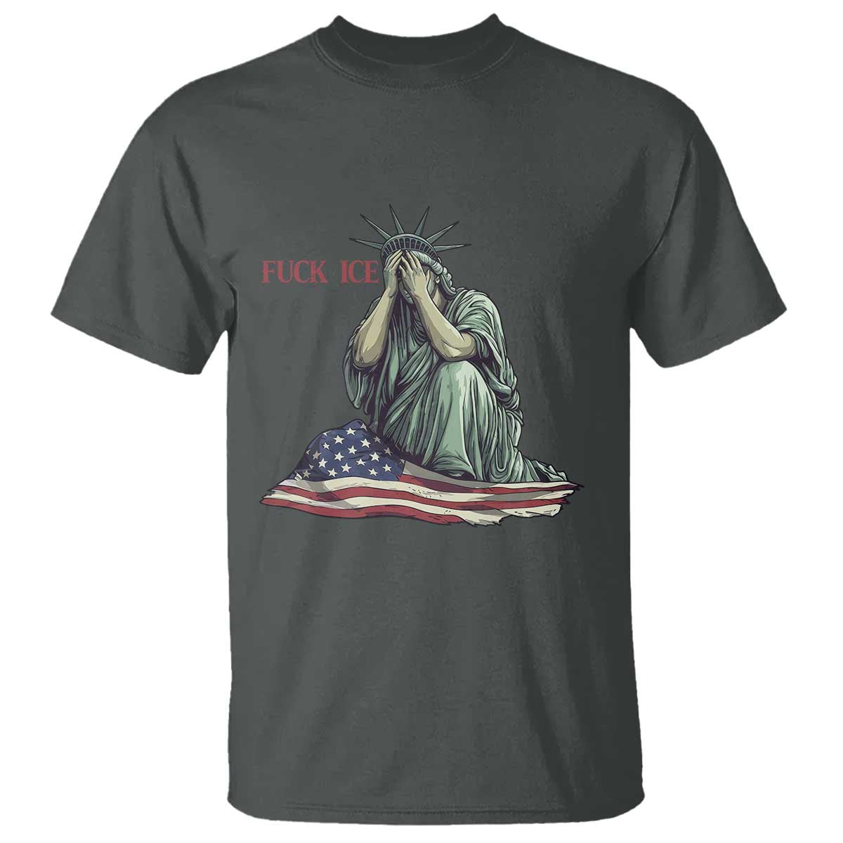 Statue of Liberty Anti ICE Deportation Human Rights Protest T Shirt TS14 Dark Heather Print Your Wear