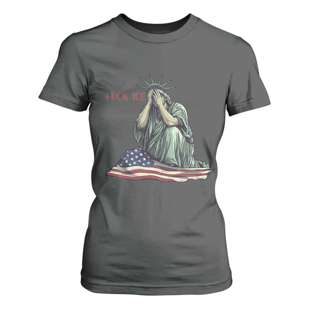 Statue of Liberty Anti ICE Deportation Human Rights Protest T Shirt For Women TS14 Dark Heather Print Your Wear