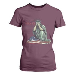 Statue of Liberty Anti ICE Deportation Human Rights Protest T Shirt For Women TS14 Maroon Print Your Wear