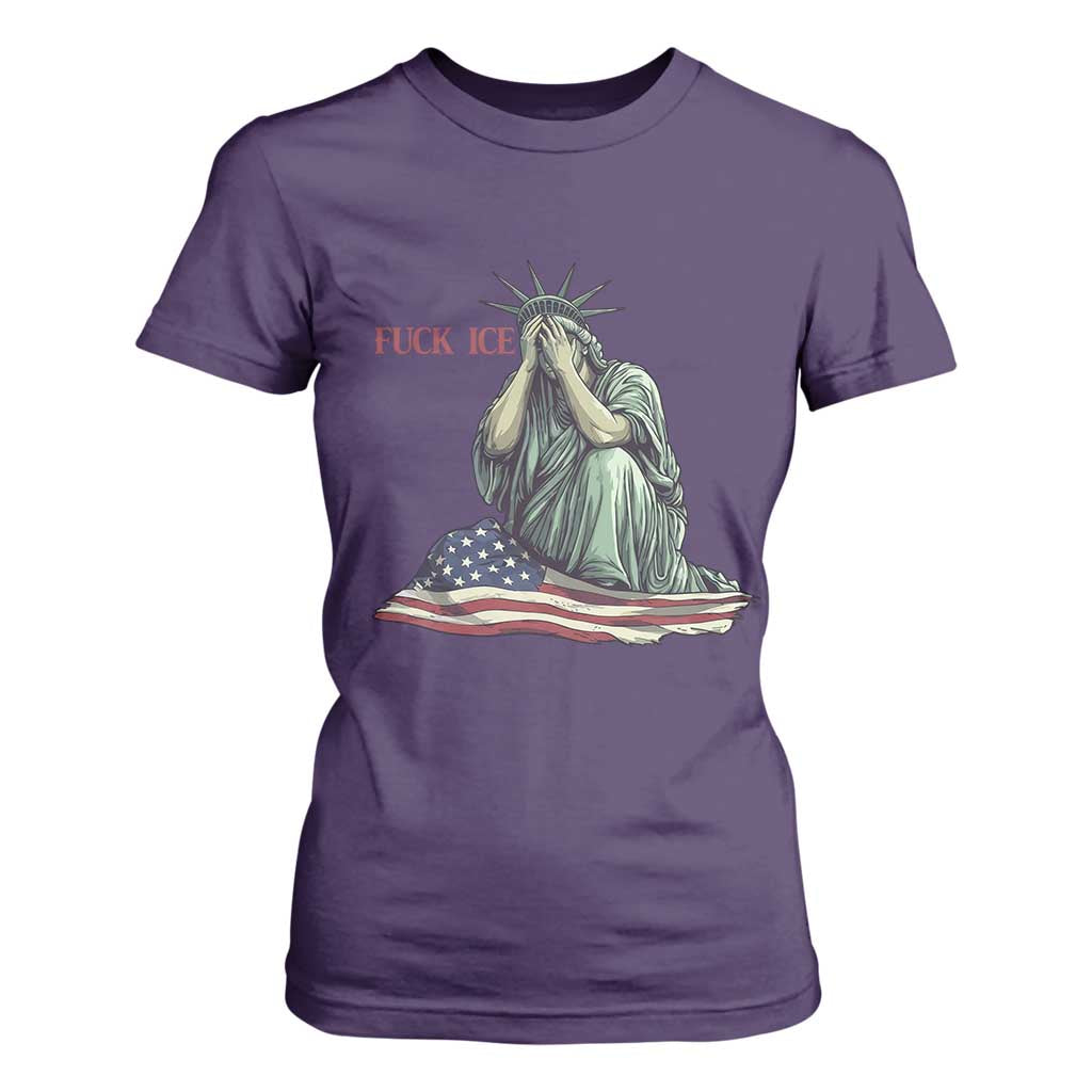 Statue of Liberty Anti ICE Deportation Human Rights Protest T Shirt For Women TS14 Purple Print Your Wear