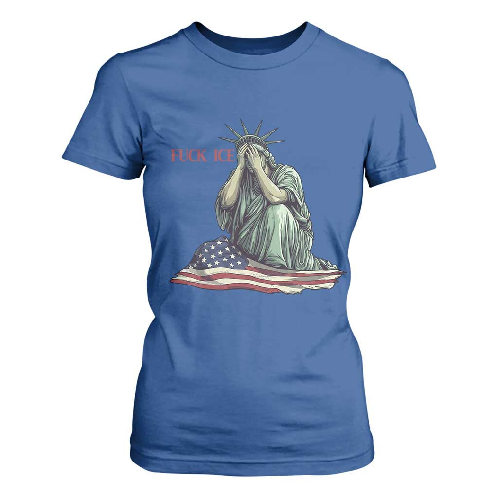 Statue of Liberty Anti ICE Deportation Human Rights Protest T Shirt For Women TS14 Royal Blue Print Your Wear