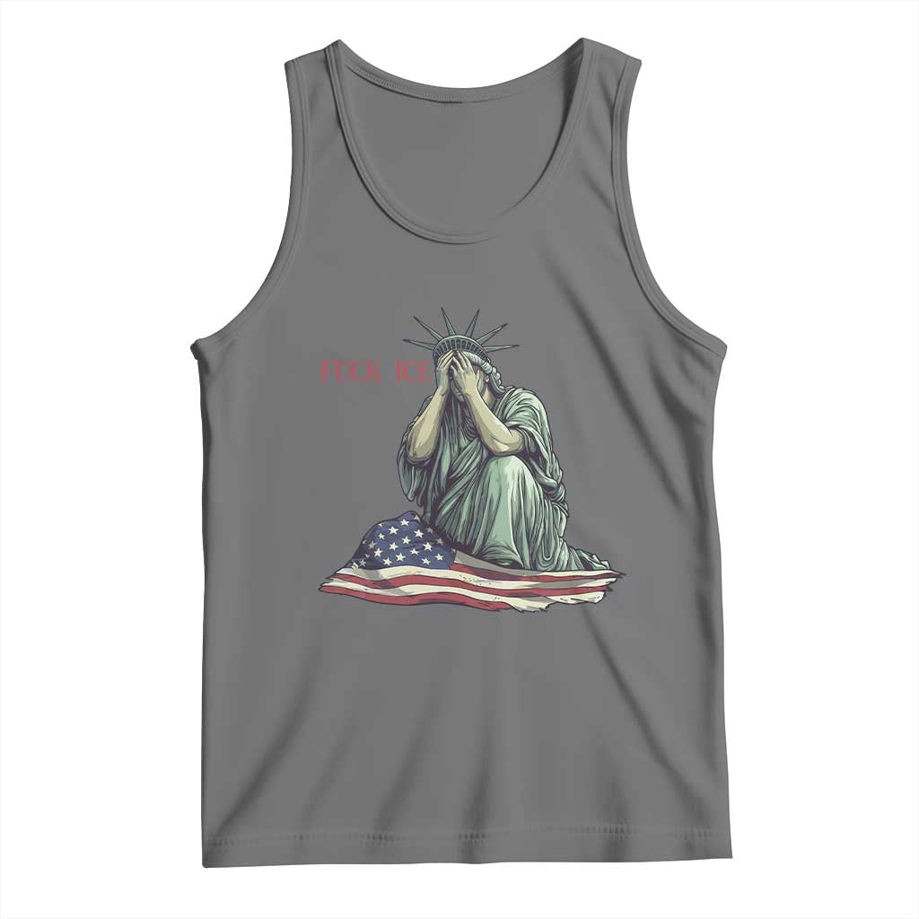 Statue of Liberty Anti ICE Deportation Human Rights Protest Tank Top TS14 Black Heather Print Your Wear