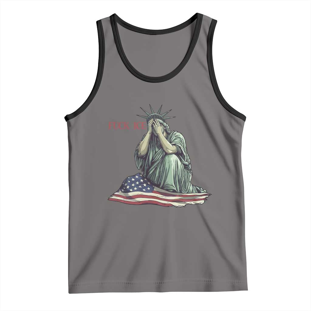 Statue of Liberty Anti ICE Deportation Human Rights Protest Tank Top TS14 Deep Heather Black Print Your Wear