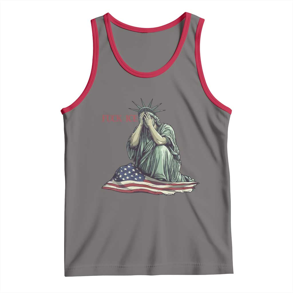 Statue of Liberty Anti ICE Deportation Human Rights Protest Tank Top TS14 Deep Heather Red Print Your Wear
