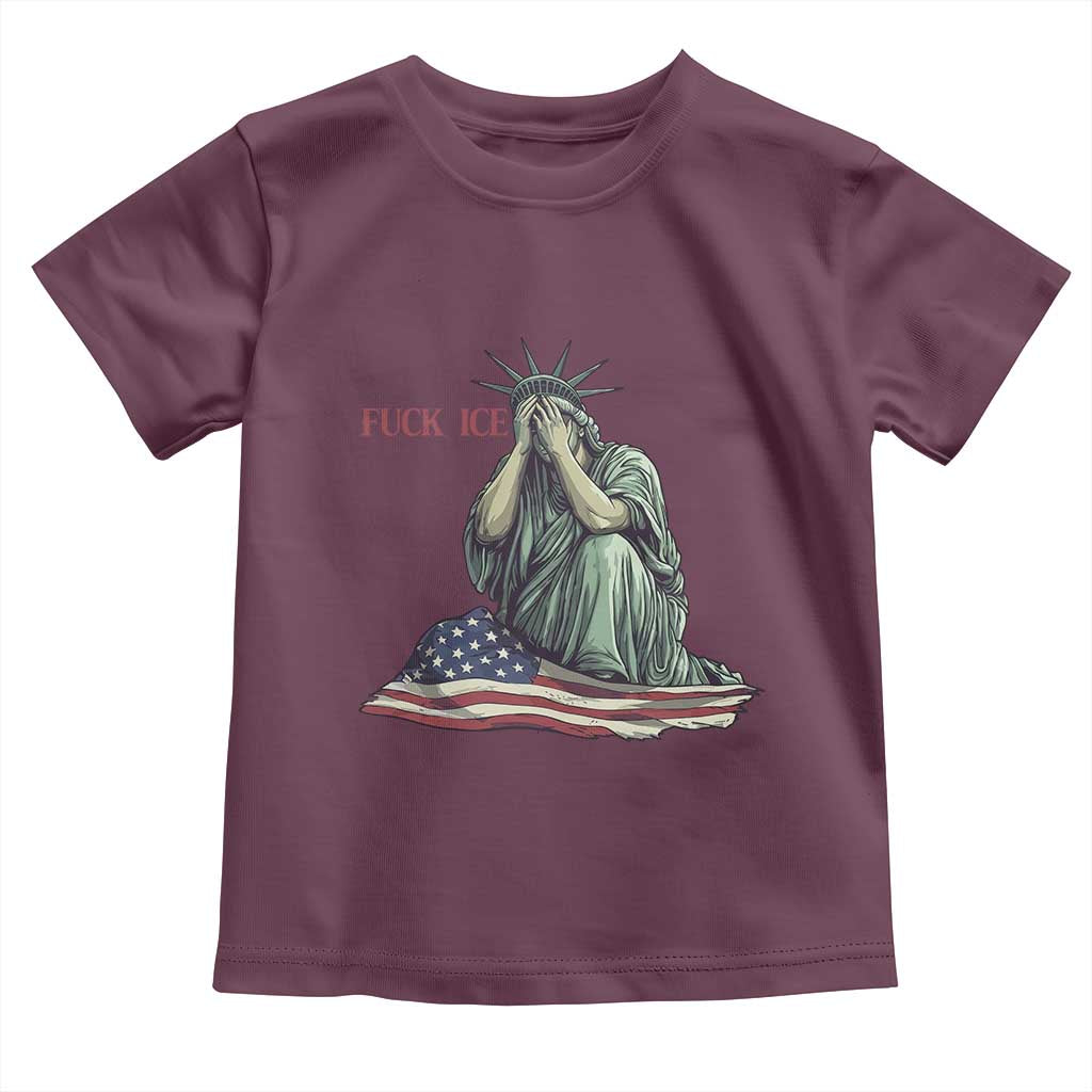 Statue of Liberty Anti ICE Deportation Human Rights Protest Toddler T Shirt TS14 Maroon Print Your Wear