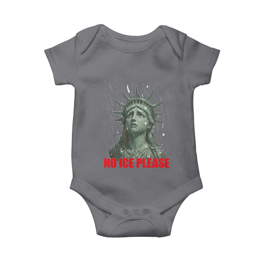 No Ice Please Baby Onesie Statue of Liberty Crying Anti ICE Deportation Human Rights TS14 Charcoal Print Your Wear