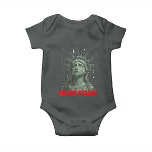No Ice Please Baby Onesie Statue of Liberty Crying Anti ICE Deportation Human Rights TS14 Dark Heather Print Your Wear