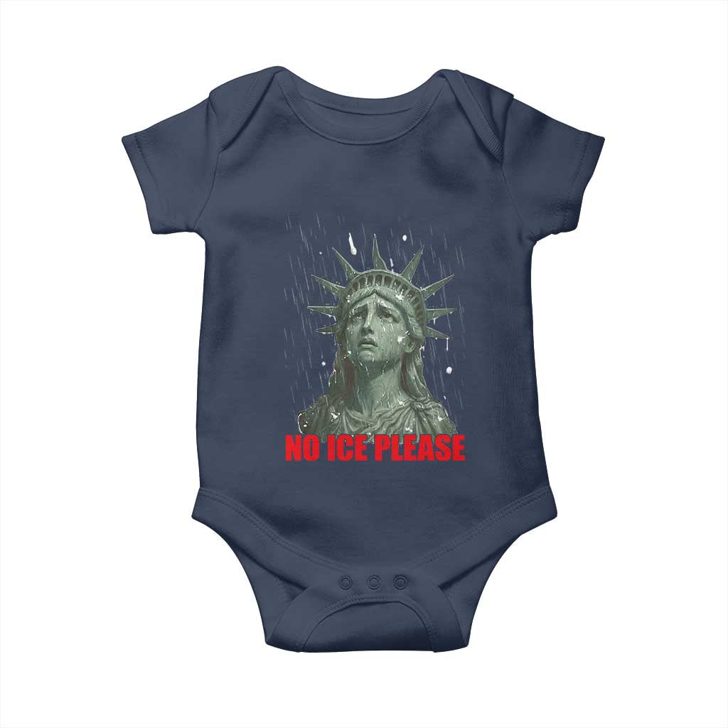 No Ice Please Baby Onesie Statue of Liberty Crying Anti ICE Deportation Human Rights TS14 Navy Print Your Wear