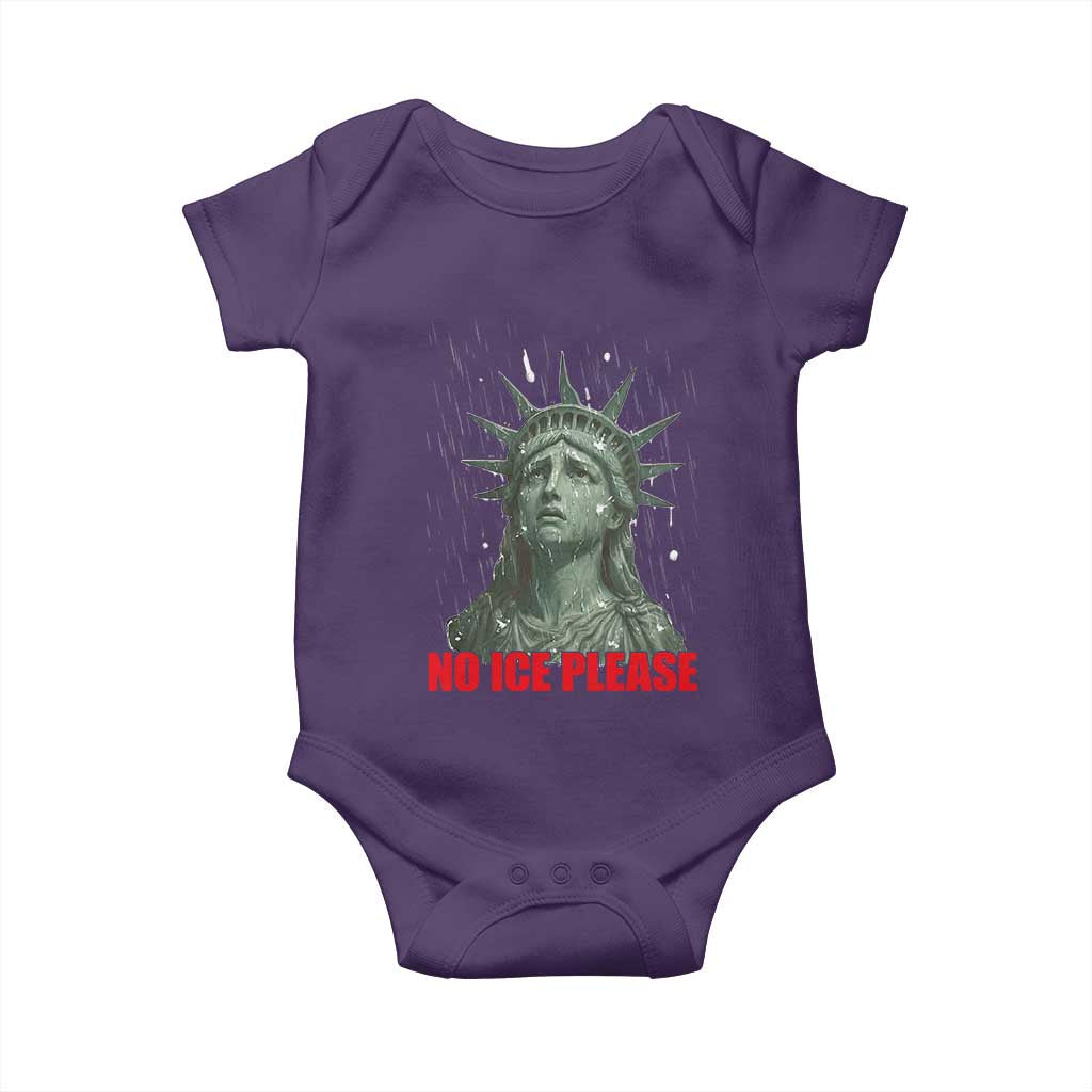 No Ice Please Baby Onesie Statue of Liberty Crying Anti ICE Deportation Human Rights TS14 Purple Print Your Wear