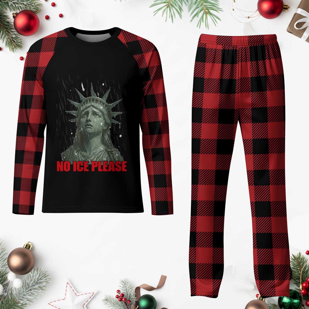 No Ice Please Plaid Pajama Set Statue of Liberty Crying Anti ICE Deportation Human Rights TS14 Buffalo Plaid Print Your Wear