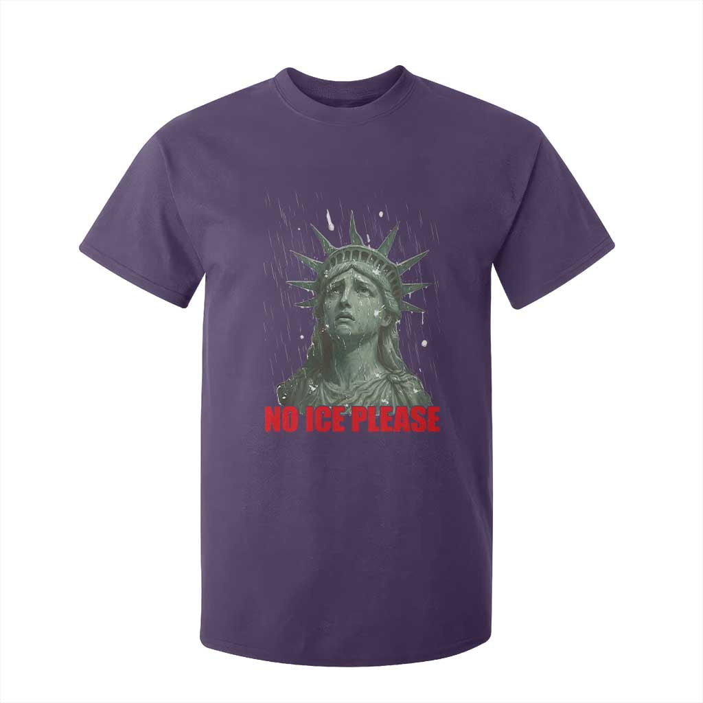 No Ice Please T Shirt For Kid Statue of Liberty Crying Anti ICE Deportation Human Rights TS14 Purple Print Your Wear