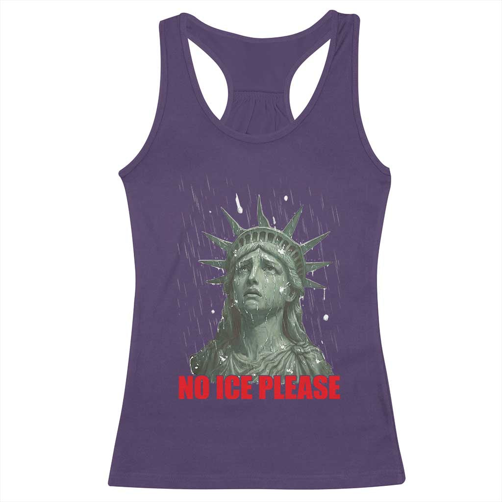 No Ice Please Racerback Tank Top Statue of Liberty Crying Anti ICE Deportation Human Rights TS14 Purple Print Your Wear
