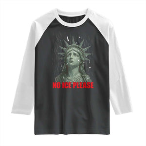 No Ice Please Raglan Shirt Statue of Liberty Crying Anti ICE Deportation Human Rights TS14 Black White Print Your Wear