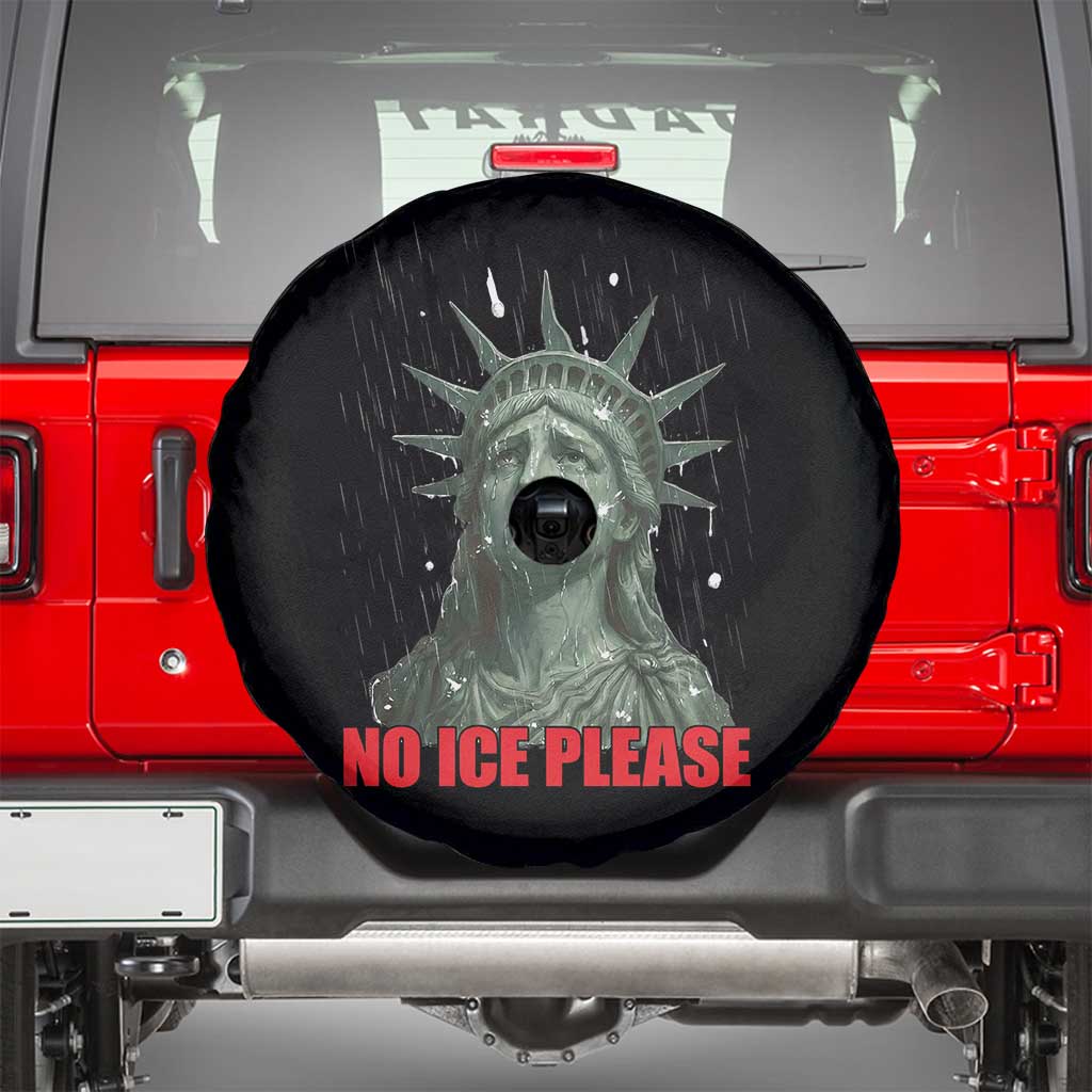 No Ice Please Spare Tire Cover Statue of Liberty Crying Anti ICE Deportation Human Rights TS14 Black Print Your Wear