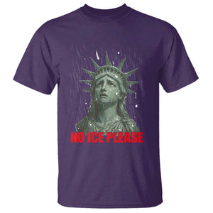 No Ice Please T Shirt Statue of Liberty Crying Anti ICE Deportation Human Rights TS14 Purple Print Your Wear