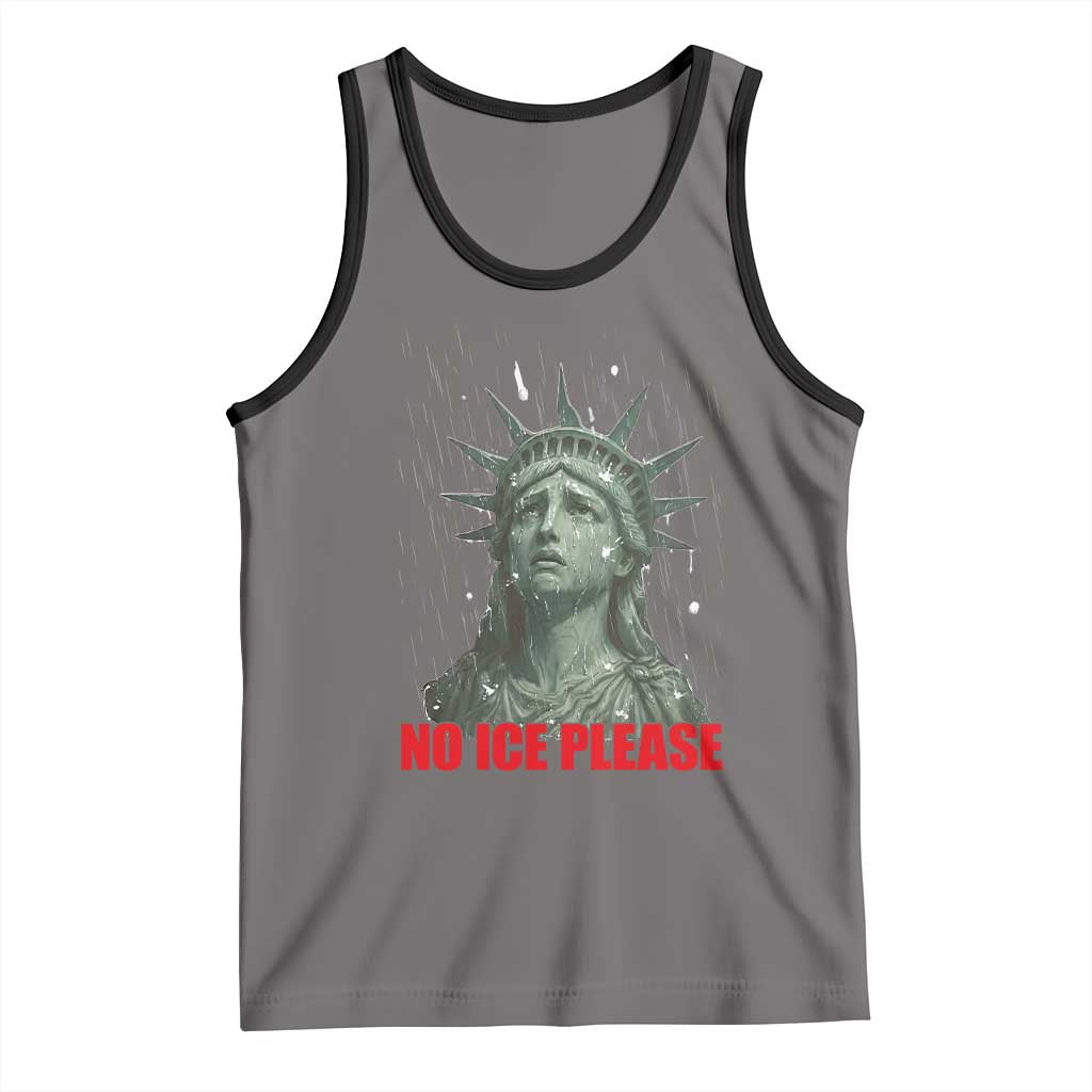No Ice Please Tank Top Statue of Liberty Crying Anti ICE Deportation Human Rights TS14 Deep Heather Black Print Your Wear