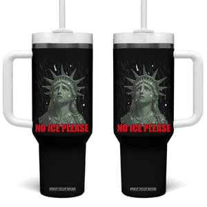 No Ice Please Tumbler With Handle Statue of Liberty Crying Anti ICE Deportation Human Rights TS14 One Size: 40 oz Black Print Your Wear