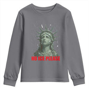 No Ice Please Youth Sweatshirt Statue of Liberty Crying Anti ICE Deportation Human Rights TS14 Charcoal Print Your Wear