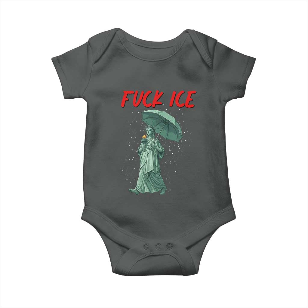 Statue of Liberty Crying Anti ICE Protest Meme Baby Onesie TS14 Dark Heather Print Your Wear