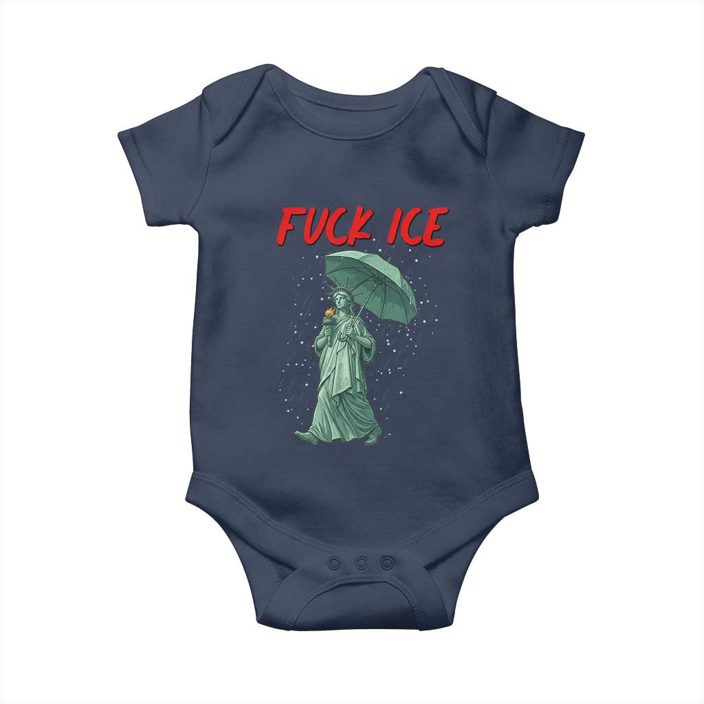 Statue of Liberty Crying Anti ICE Protest Meme Baby Onesie TS14 Navy Print Your Wear