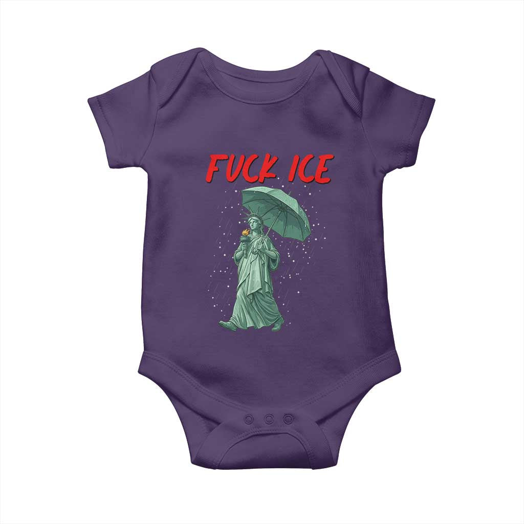 Statue of Liberty Crying Anti ICE Protest Meme Baby Onesie TS14 Purple Print Your Wear