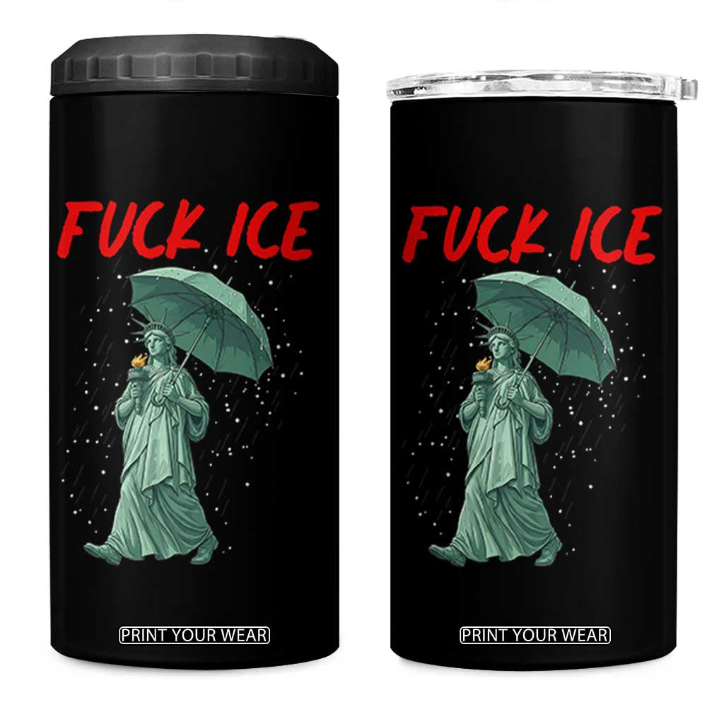 Statue of Liberty Crying Anti ICE Protest Meme 4 in 1 Can Cooler Tumbler TS14 One Size: 16 oz Black Print Your Wear