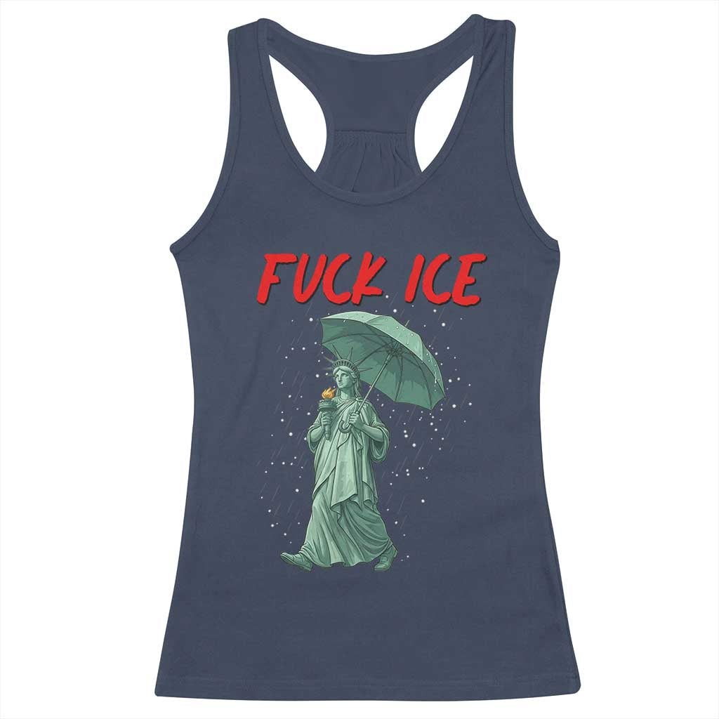 Statue of Liberty Crying Anti ICE Protest Meme Racerback Tank Top TS14 Navy Print Your Wear