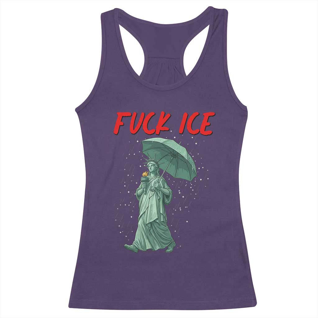 Statue of Liberty Crying Anti ICE Protest Meme Racerback Tank Top TS14 Purple Print Your Wear