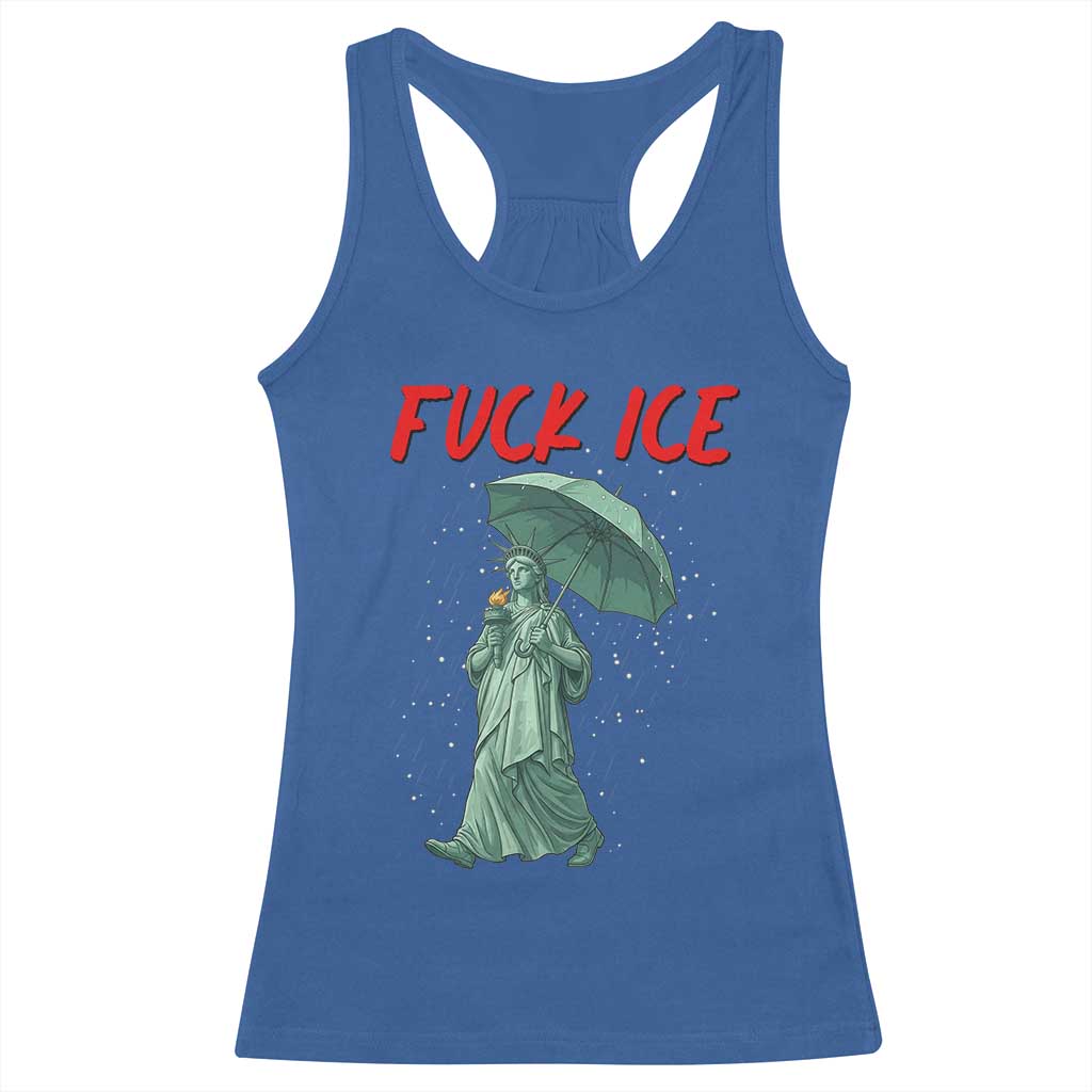 Statue of Liberty Crying Anti ICE Protest Meme Racerback Tank Top TS14 Royal Blue Print Your Wear