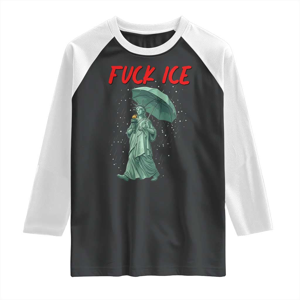 Statue of Liberty Crying Anti ICE Protest Meme Raglan Shirt TS14 Black White Print Your Wear