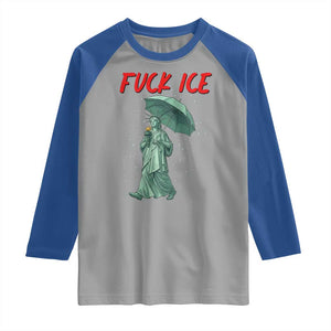 Statue of Liberty Crying Anti ICE Protest Meme Raglan Shirt TS14 Sport Gray Royal Print Your Wear