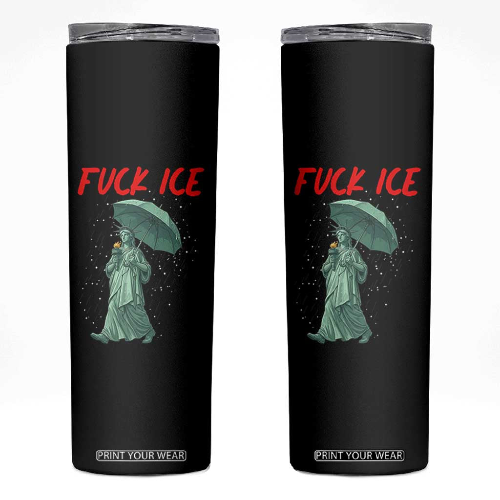 Statue of Liberty Crying Anti ICE Protest Meme Skinny Tumbler TS14 Black Print Your Wear
