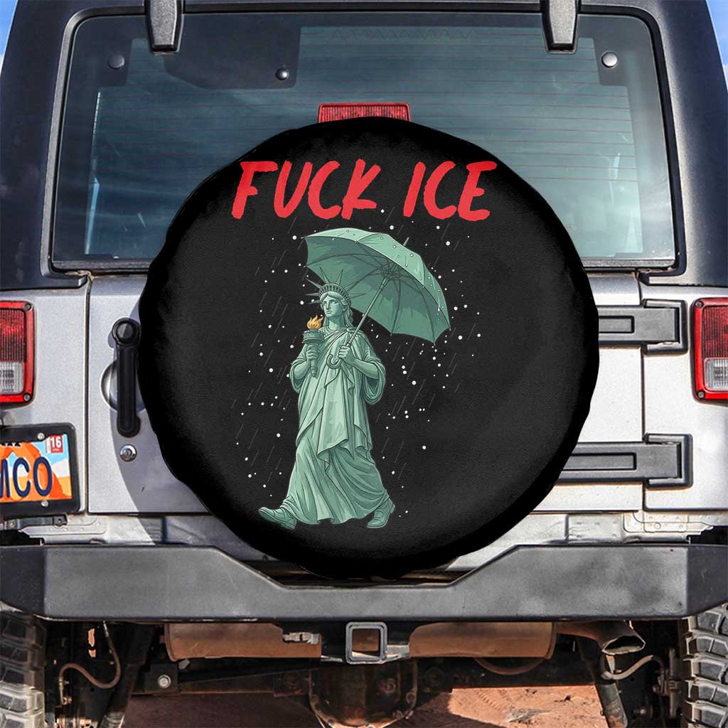 Statue of Liberty Crying Anti ICE Protest Meme Spare Tire Cover TS14 No hole Black Print Your Wear