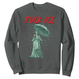 Statue of Liberty Crying Anti ICE Protest Meme Sweatshirt TS14 Dark Heather Print Your Wear