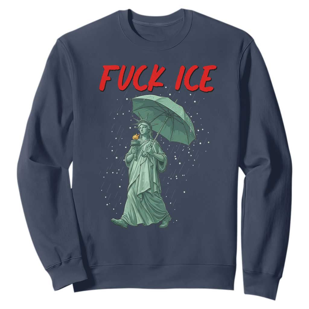 Statue of Liberty Crying Anti ICE Protest Meme Sweatshirt TS14 Navy Print Your Wear