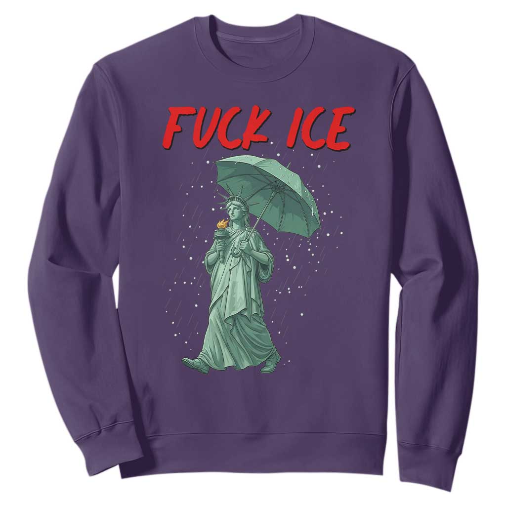 Statue of Liberty Crying Anti ICE Protest Meme Sweatshirt TS14 Purple Print Your Wear