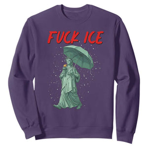 Statue of Liberty Crying Anti ICE Protest Meme Sweatshirt TS14 Purple Print Your Wear