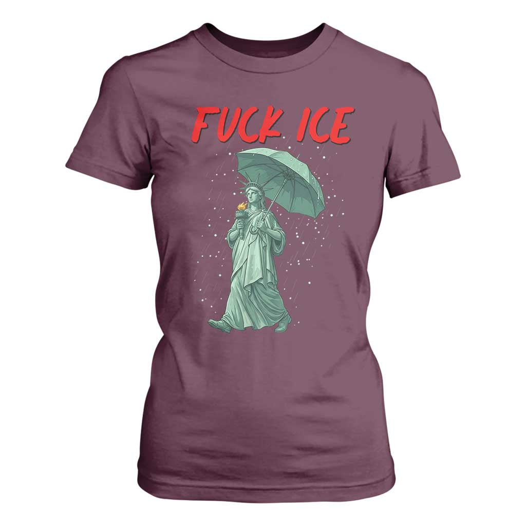 Statue of Liberty Crying Anti ICE Protest Meme T Shirt For Women TS14 Maroon Print Your Wear