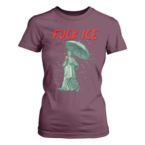Statue of Liberty Crying Anti ICE Protest Meme T Shirt For Women TS14 Maroon Print Your Wear