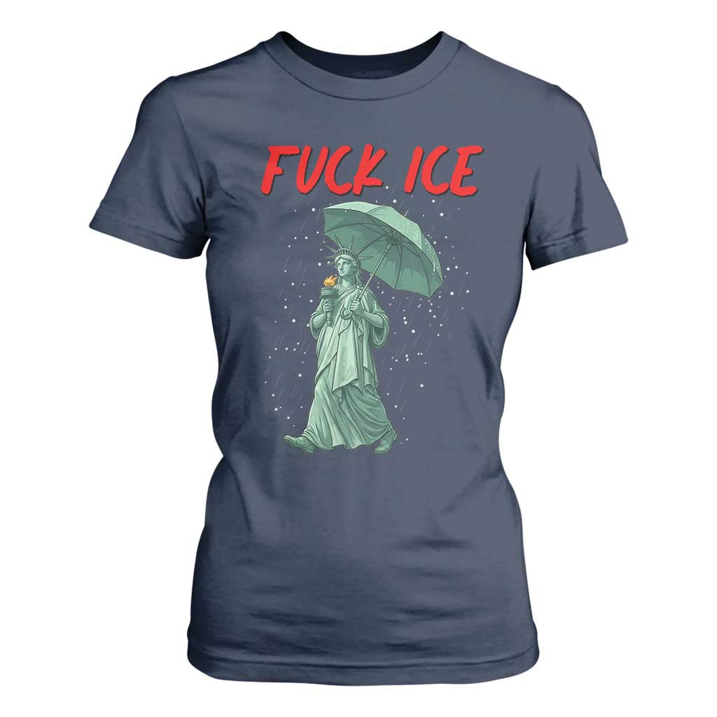 Statue of Liberty Crying Anti ICE Protest Meme T Shirt For Women TS14 Navy Print Your Wear